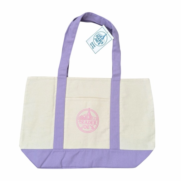 Trader Joe's Large Lavender Tote Bag NEW With Tags - Picture 6 of 8